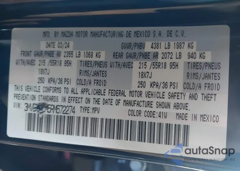 2024 Mazda Cx-30 2.5 S Select Sport из США, поврежденный, VIN 3MVDMBBM5RM672274